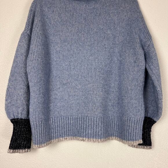La Ligne Big Blue Oversized Turtleneck Sweater Alpaca Blend Balloon Sleeve Knit - Picture 6 of 8